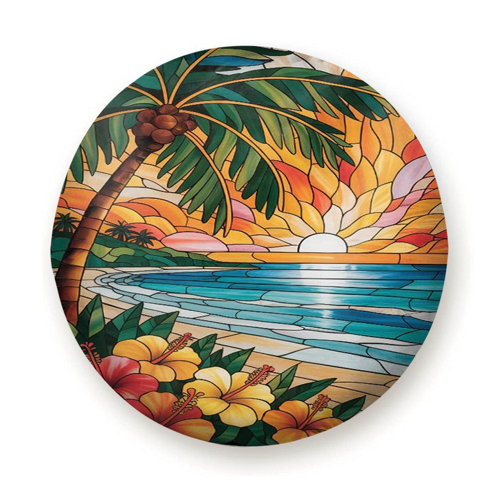 Beach Scene Tropical Palm Tree Tire Cover