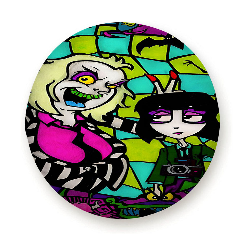 Beetlejuice Tim Burton Cartoon Glass Tire Cover