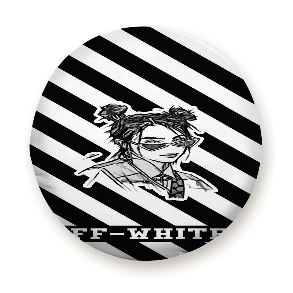 Billie Eilish Off White Stripe Pattern Tire Cover