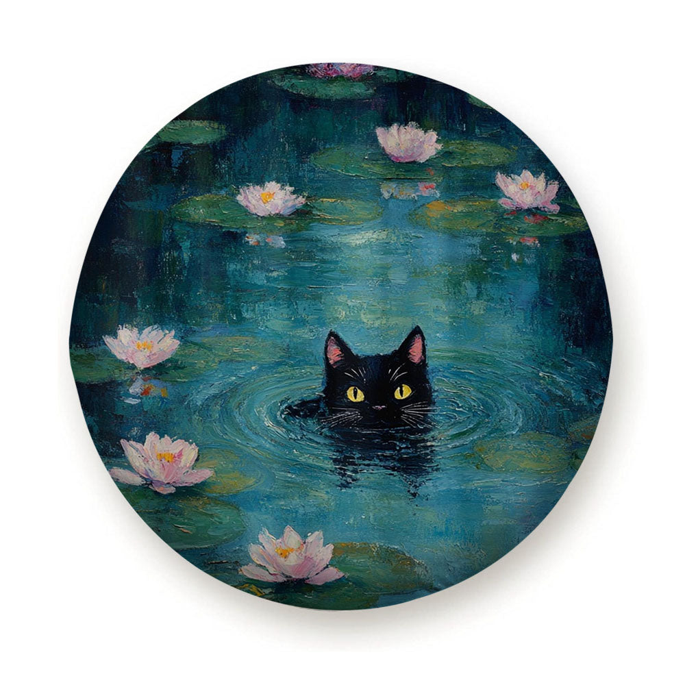 Black Cat And Lotus Tire Cover