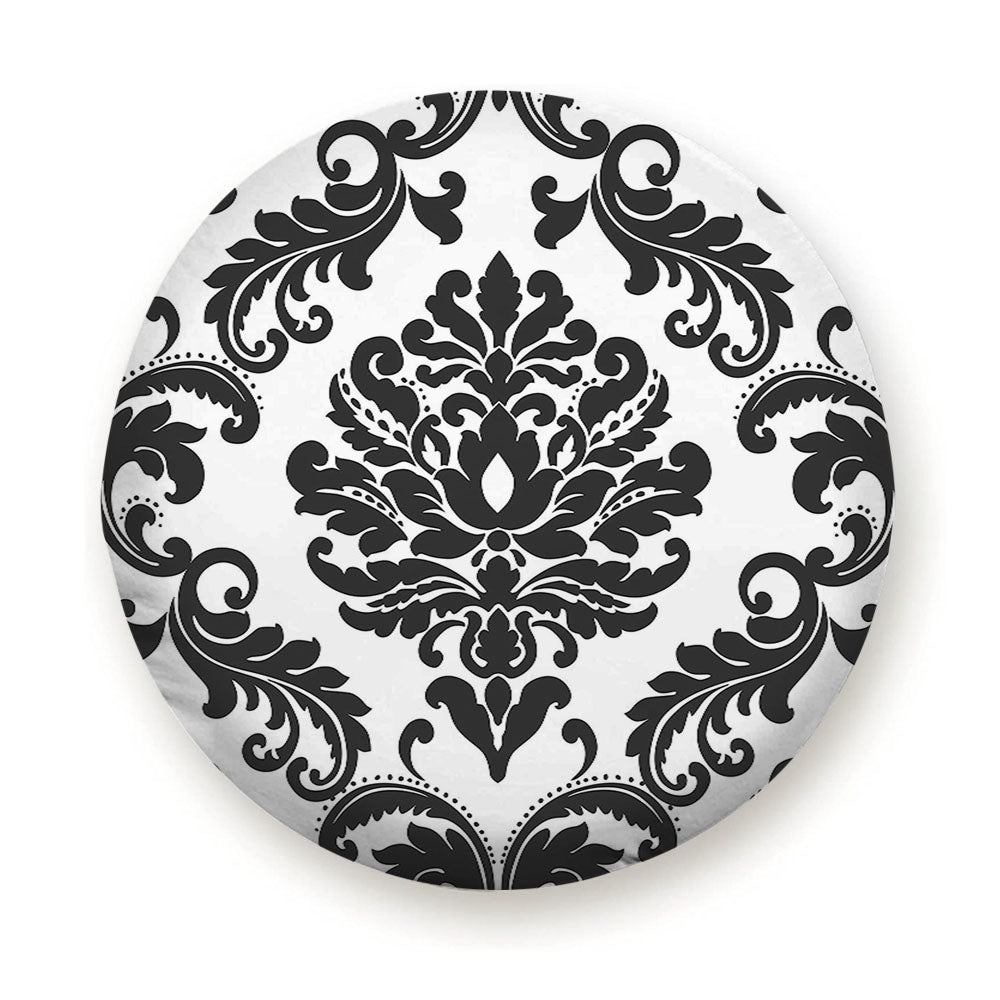 Black Damask Pattern Tire Cover