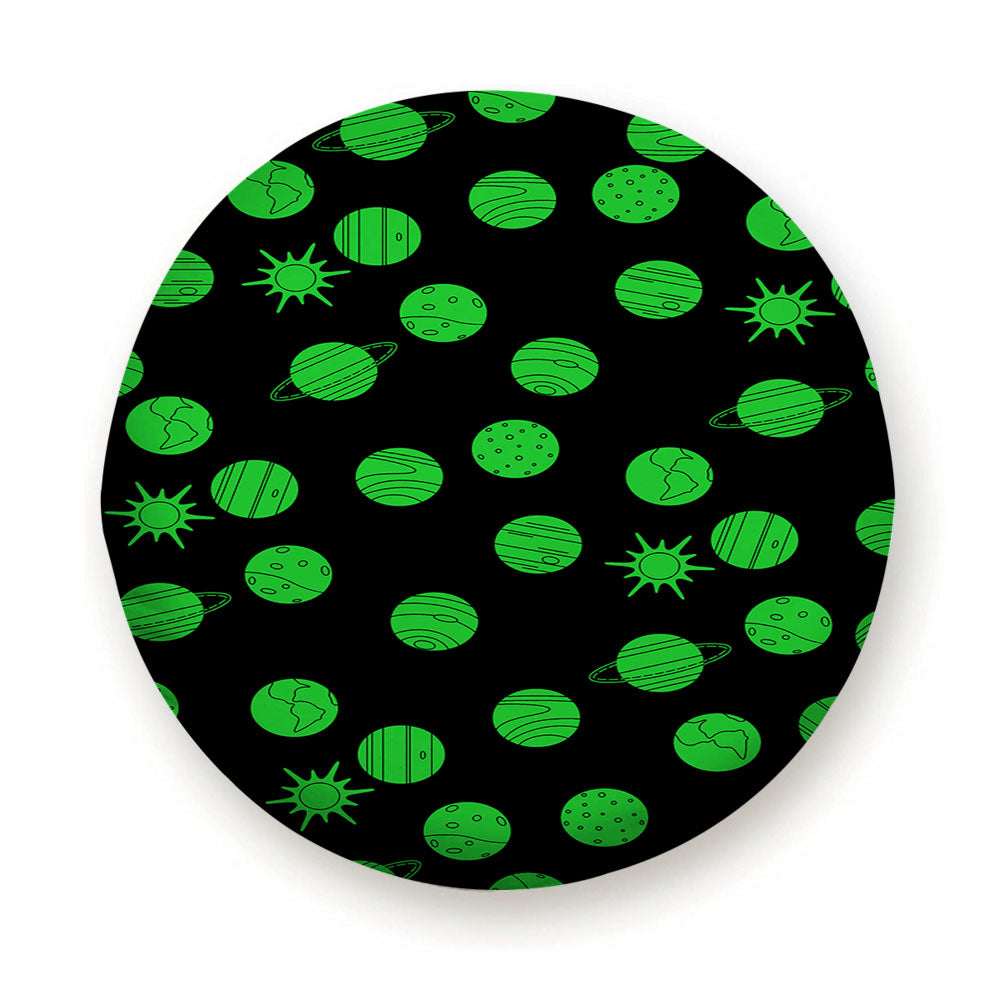 Black Green Planet Pattern Doodle Tire Cover