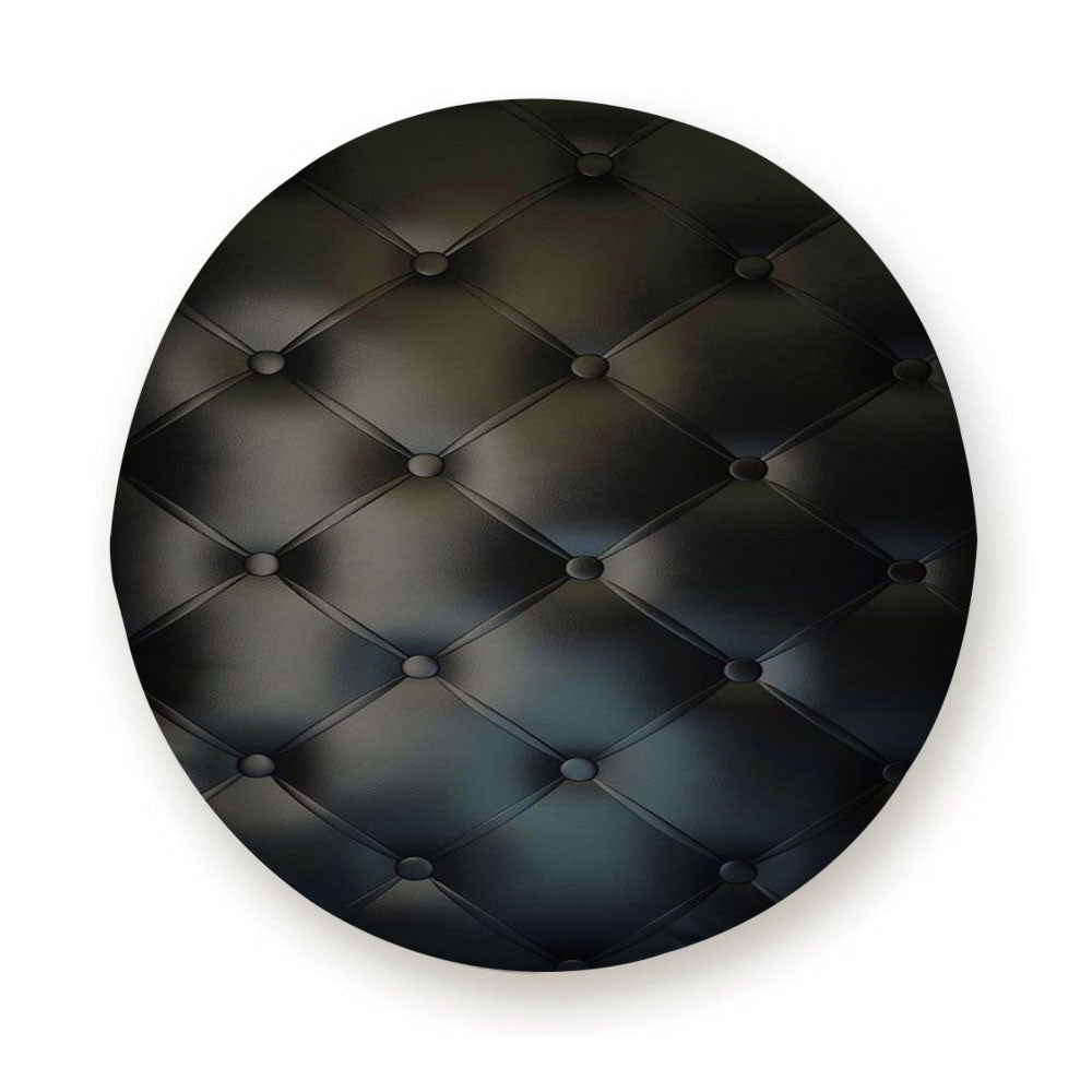 Black Leather Buttoned Pattern Printed Tire Cover
