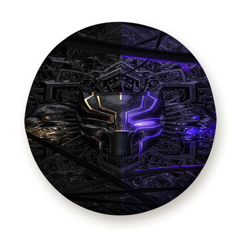 Black Panther Gold Purple Mask Tire Cover