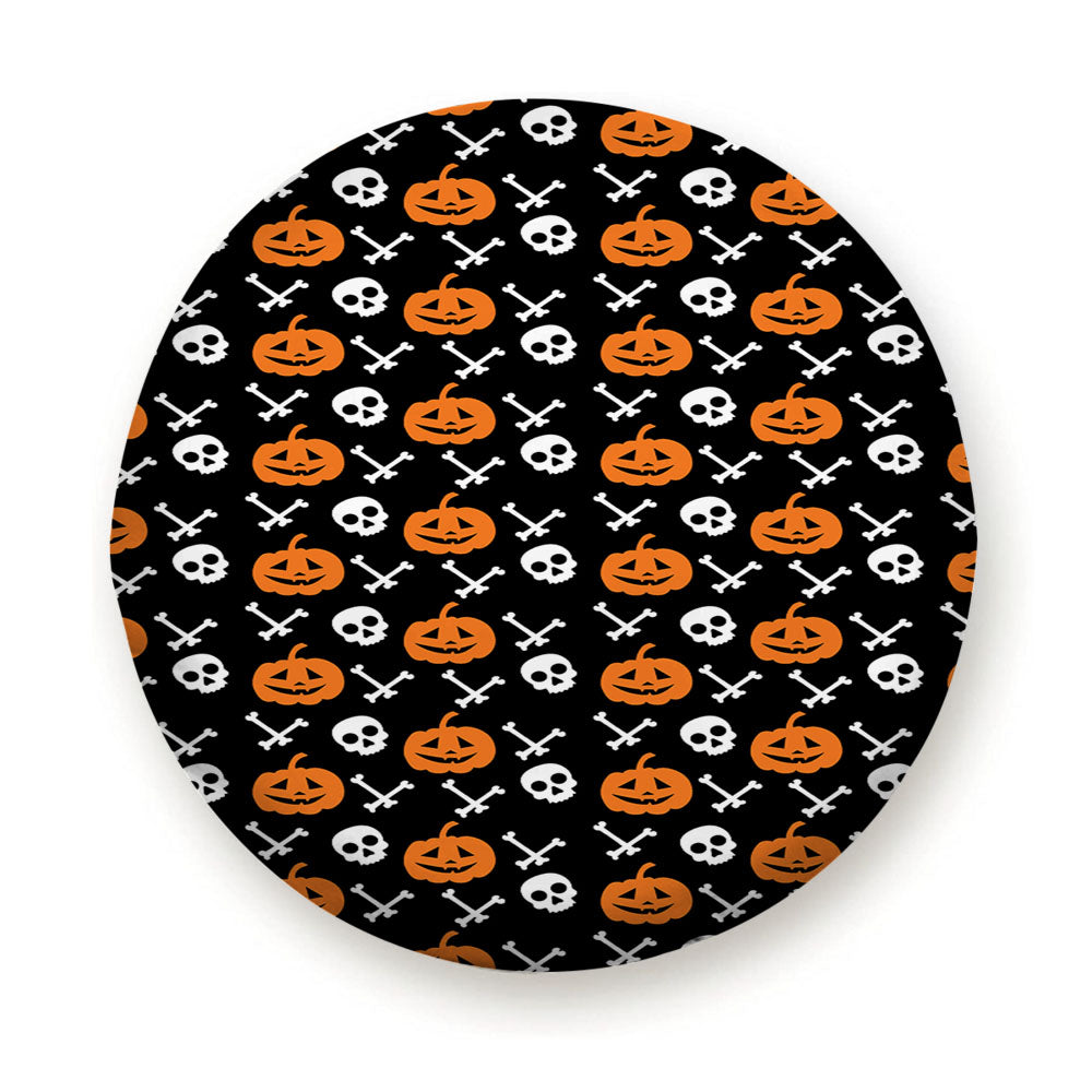 Black Pattern Pumpkins Bone And Head Skeleton Halloween Tire Cover