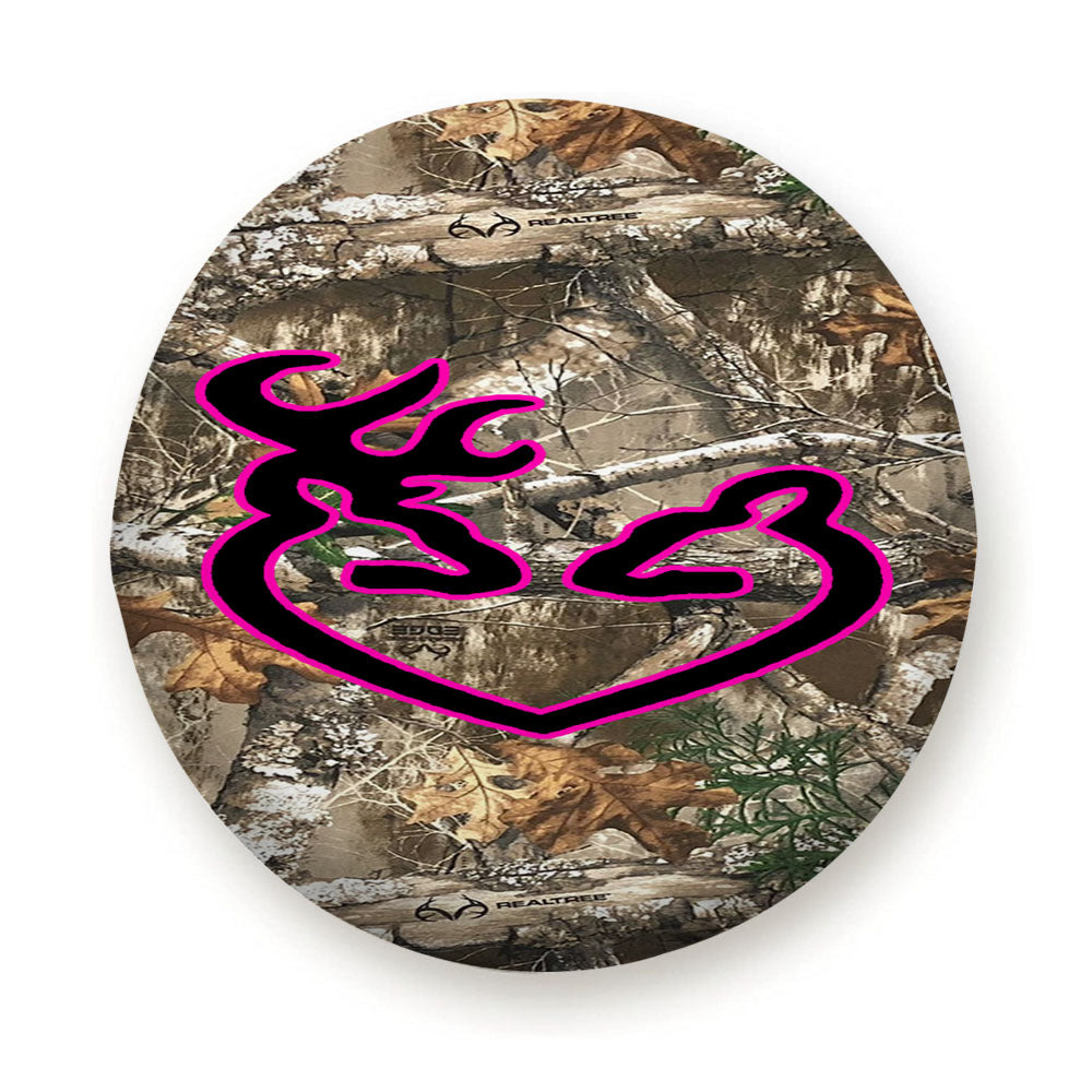 Black Pink Loving Browning Deer Realtree Tire Cover