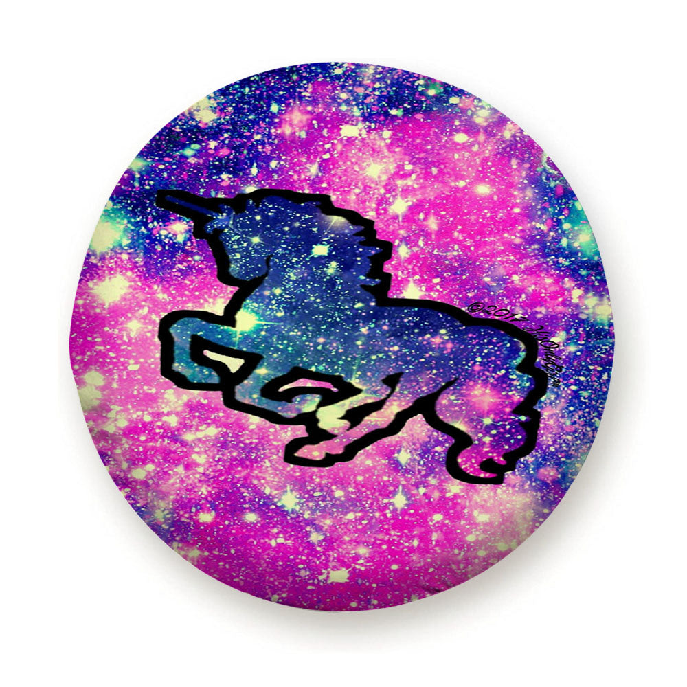 Black Silhouette Unicorn Galaxy Tire Cover