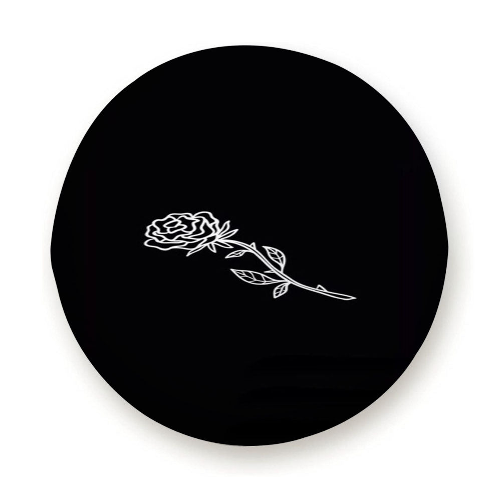 Black White Flower Rose Art Tire Cover