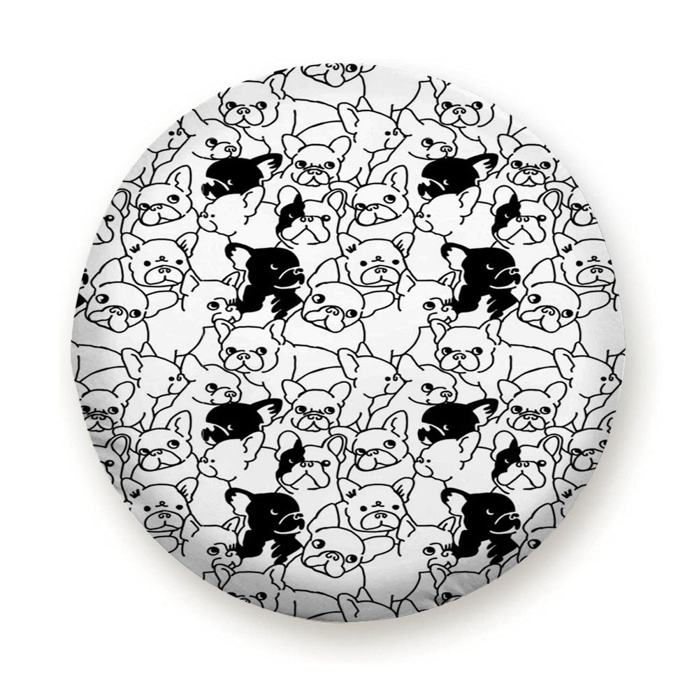 Black White French Bulldog Pattern Tire Cover