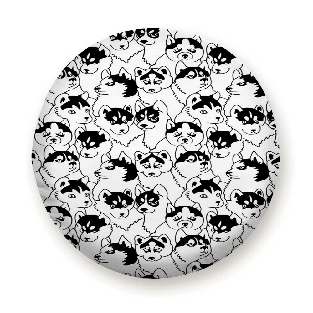 Black White Husky Pattern Tire Cover