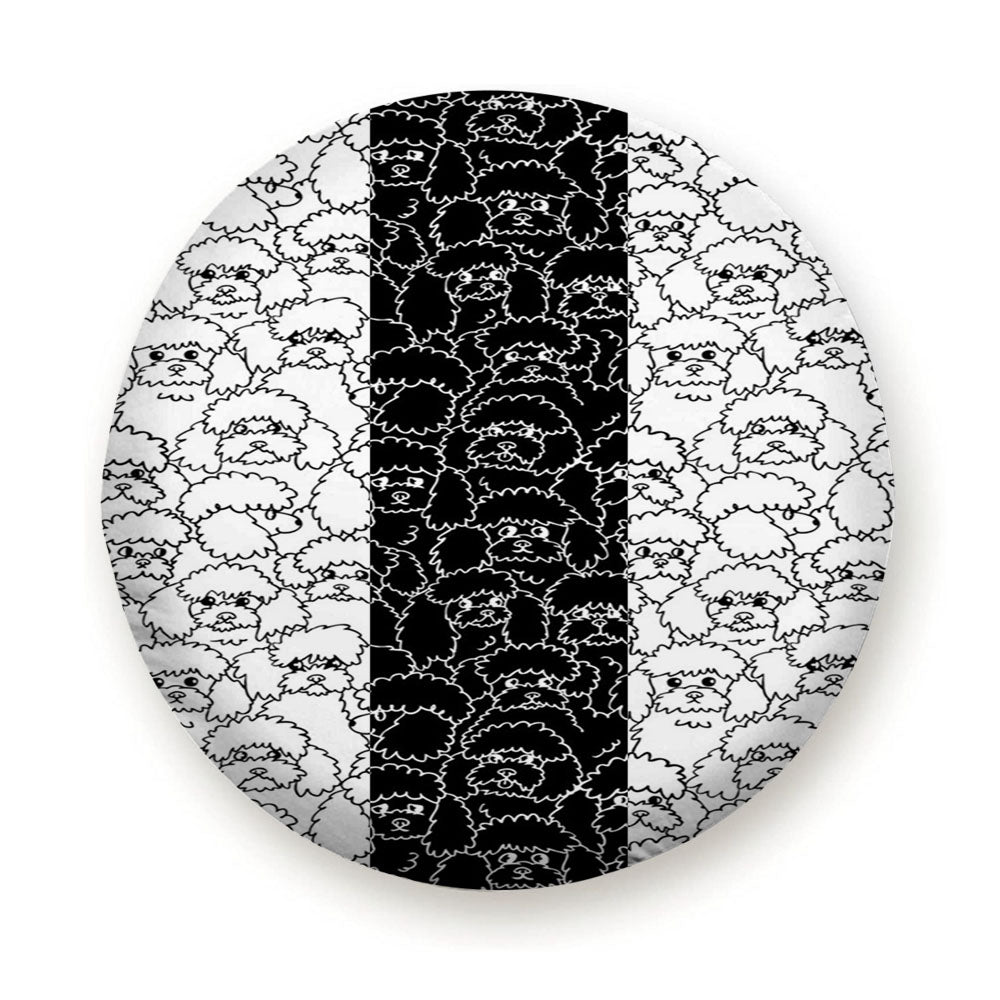 Black White Poodle Pattern Tire Cover