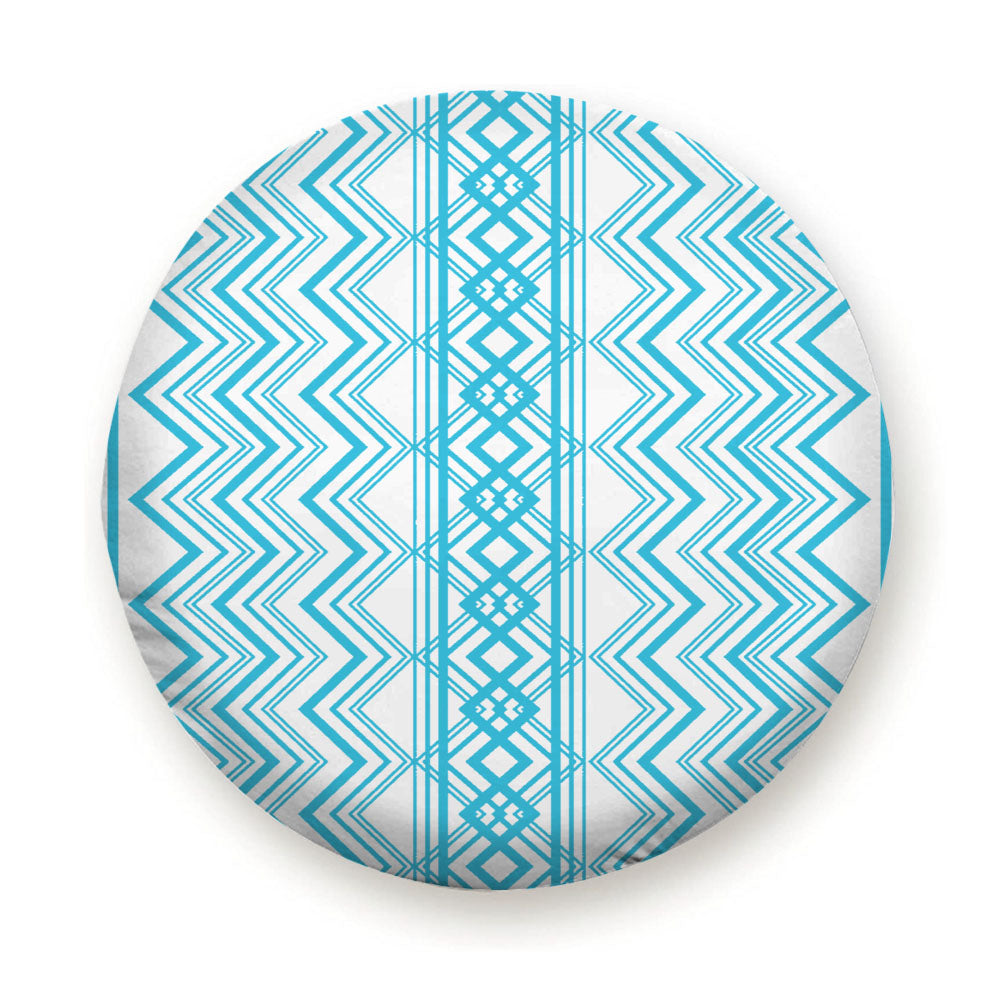 Blue Aztec Zigzag Seamless Pattern Tire Cover