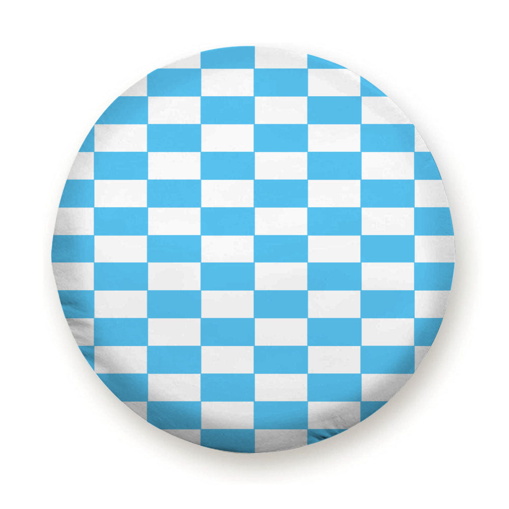 Blue Checkered Board Pattern Color Tire Cover