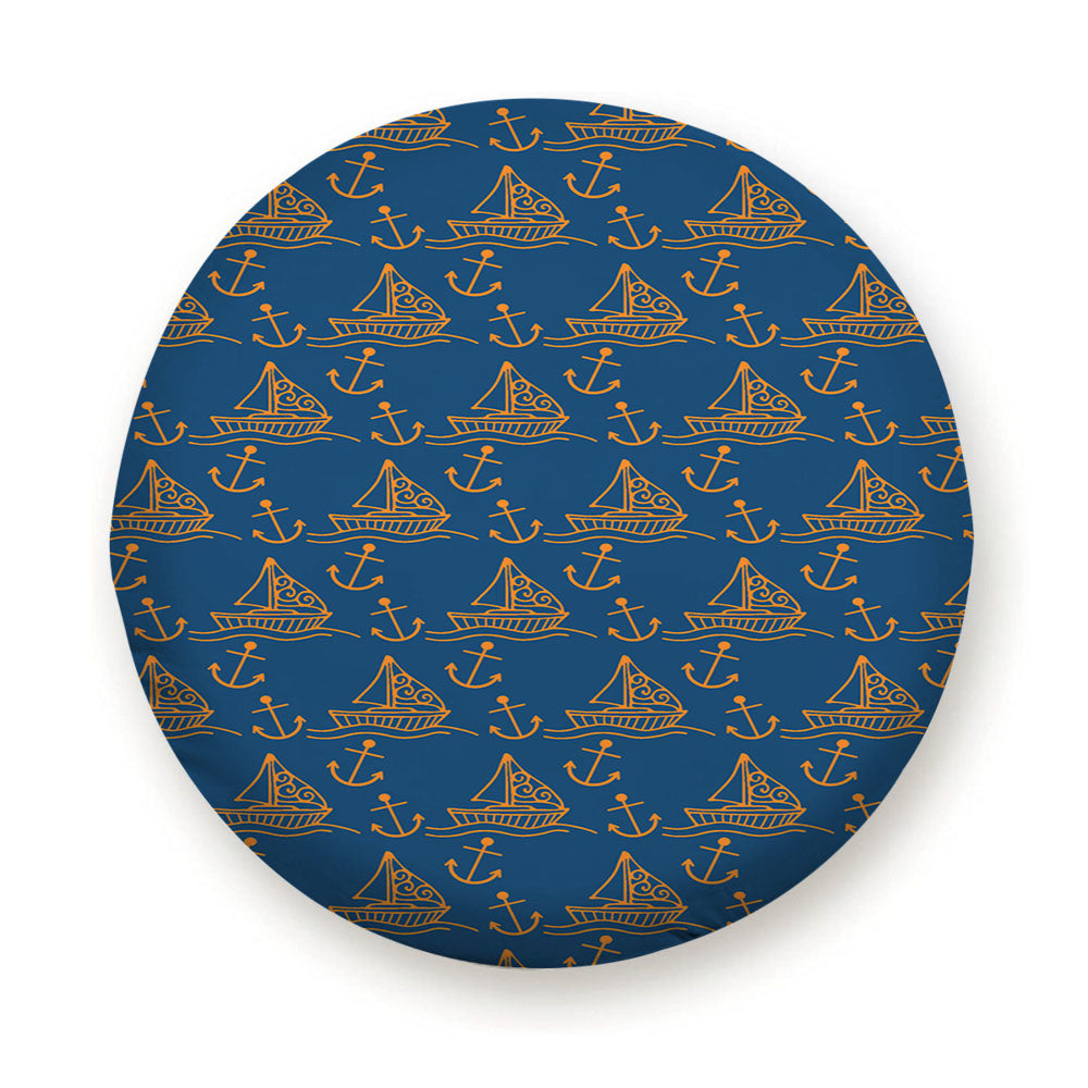 Blue Orange Sailor Ship Pattern Tire Cover