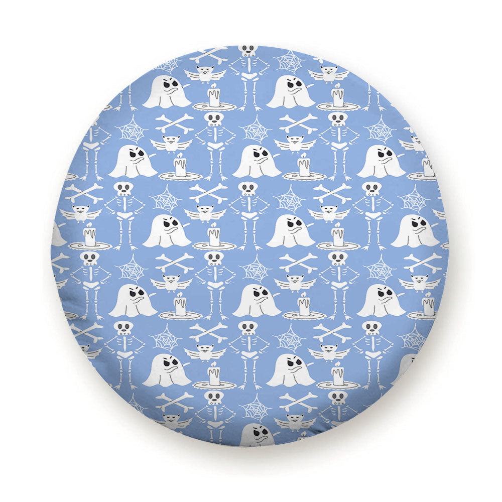 Blue Pattern Halloween Ghost Skeleton Tire Cover