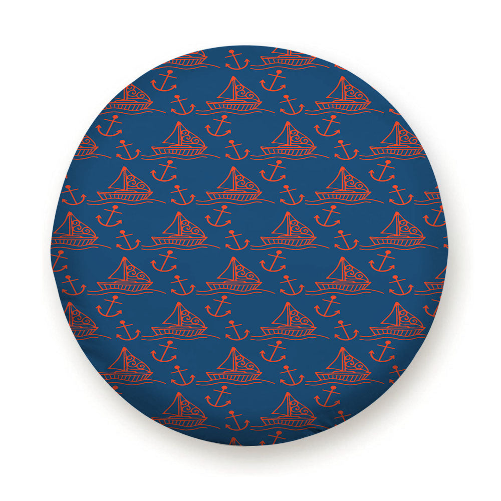 Blue Peach Sailor Ship Pattern Tire Cover