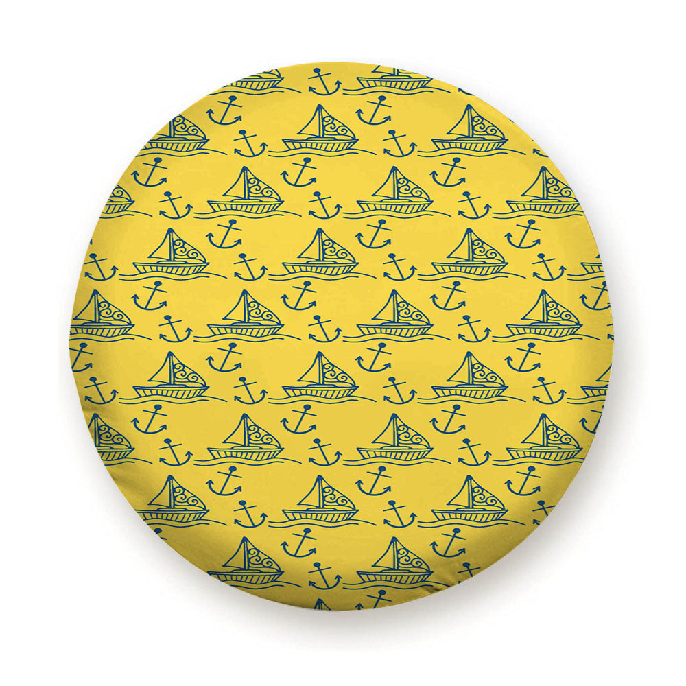 Blue Yellow Sailor Ship Pattern Tire Cover