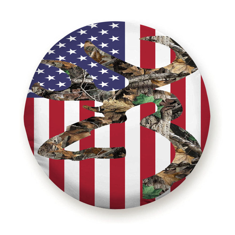 Browning Deer Camo American Flag Tire Cover