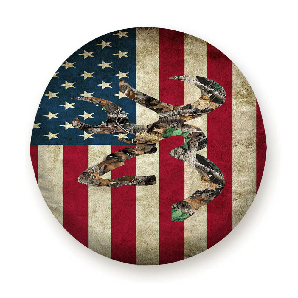 Browning Deer Real Tree Camo Usa Flag Tire Cover