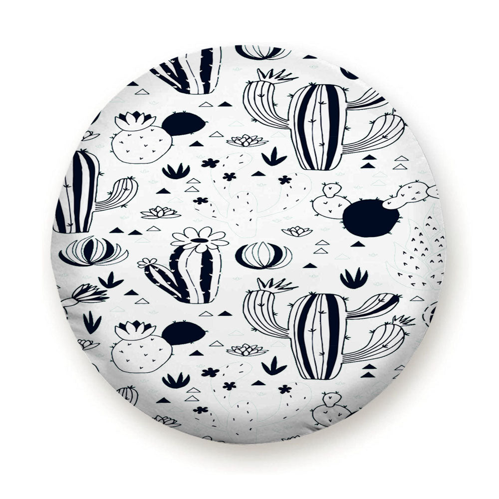 Cactus Black White Pattern Tire Cover
