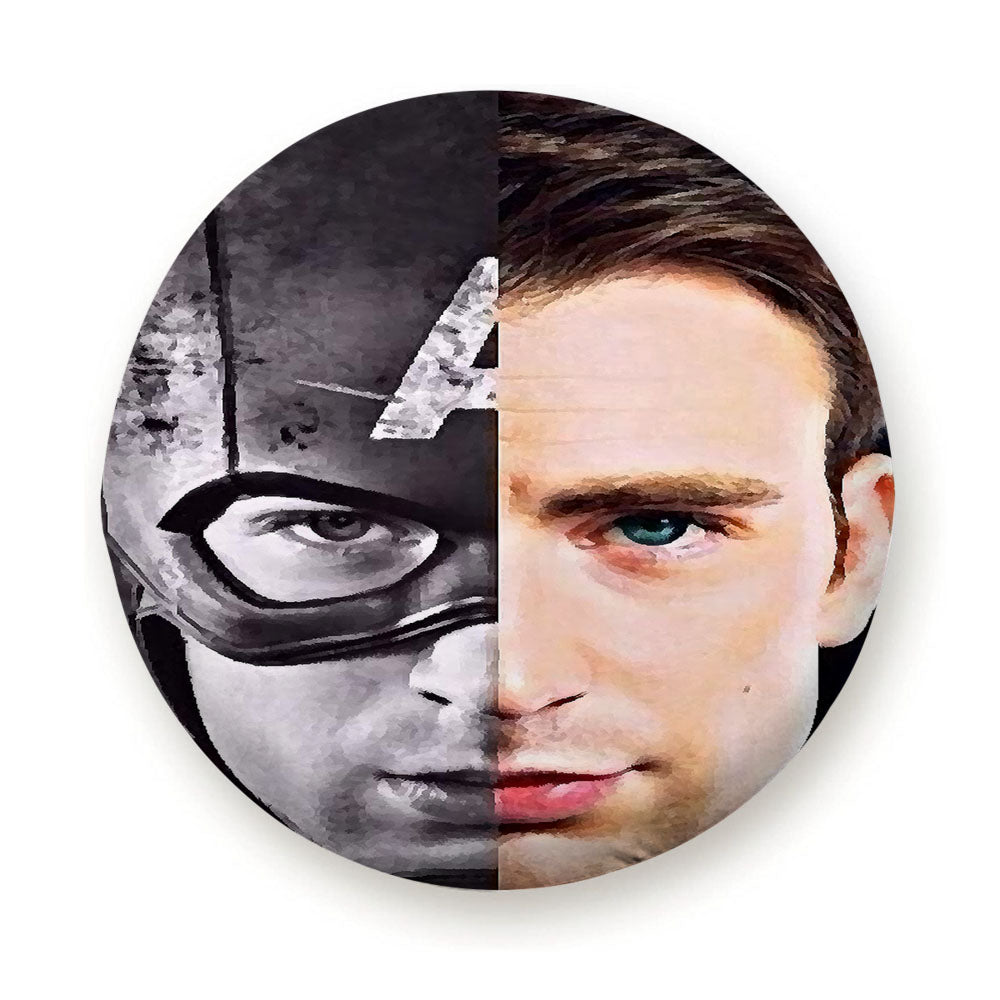 Captain America Close Up Bw And Colour Tire Cover