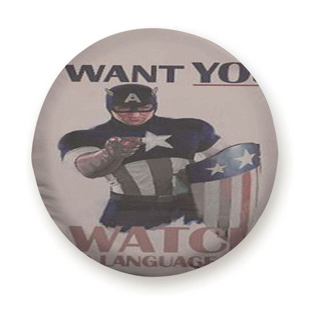 Captain America Watch Language Quotes Tire Cover