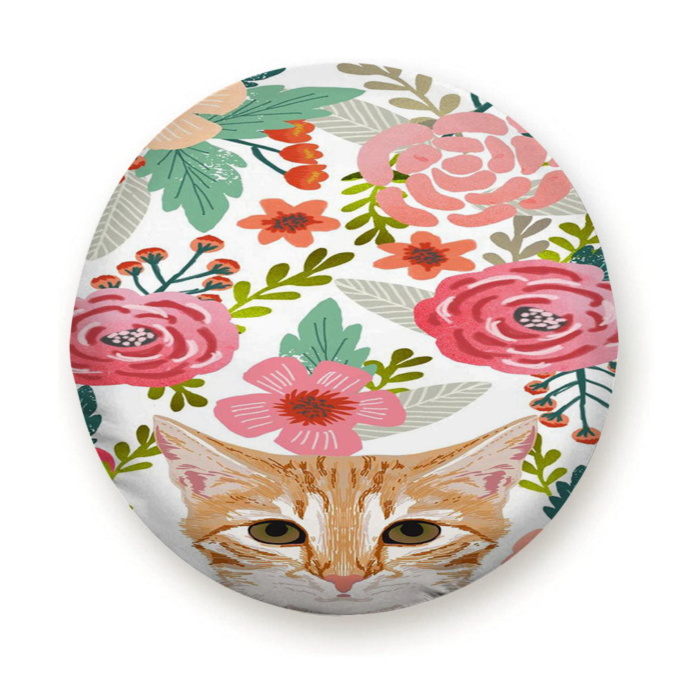 Cat Floral Cute Tire Cover
