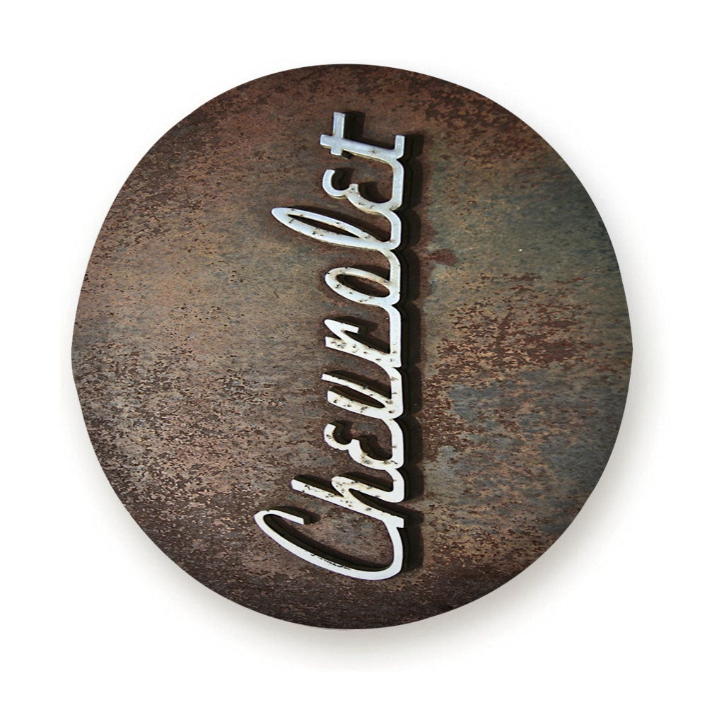Chevy Chevrolet Vintage Metal Logo Tire Cover