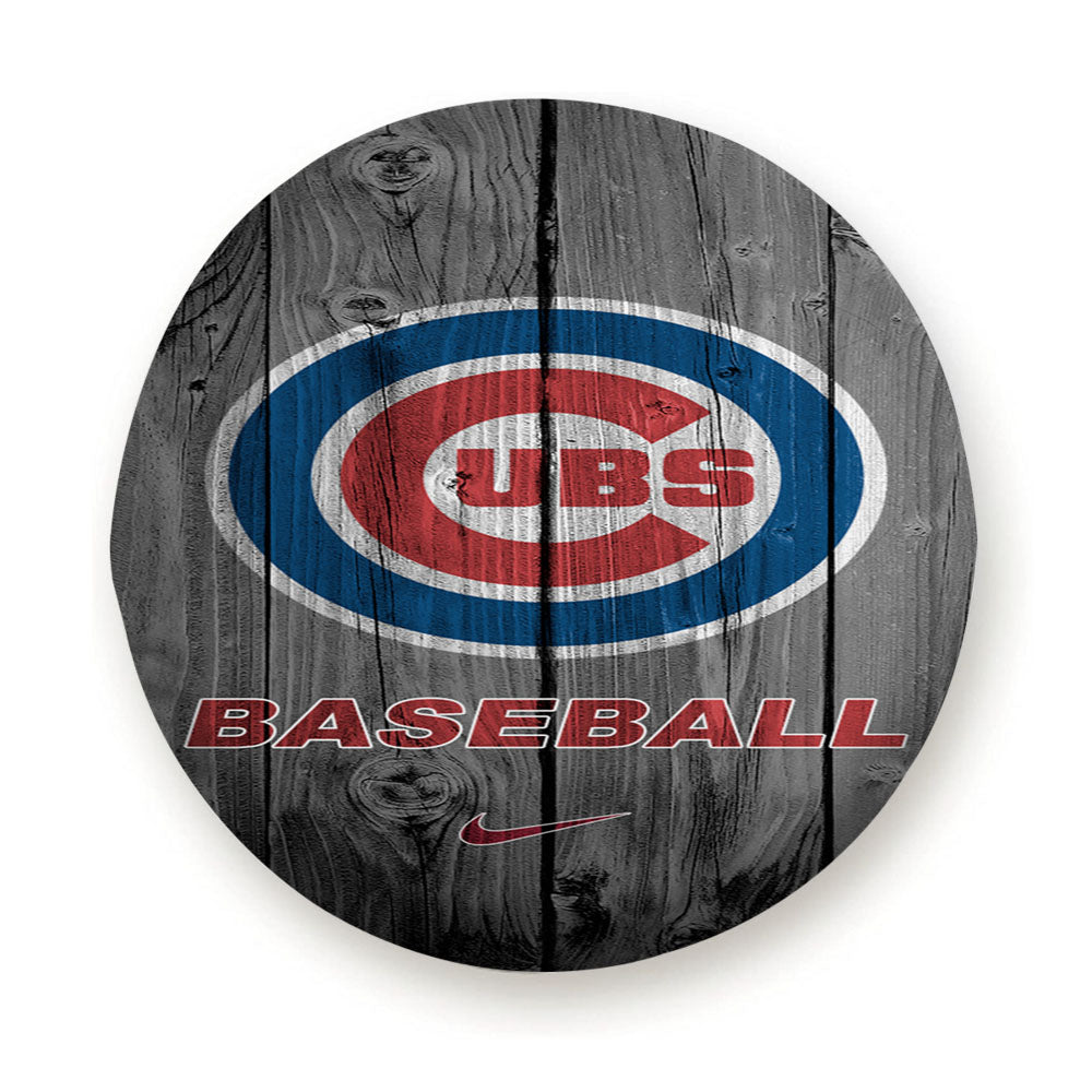 Chicago Cubs Baseball Logo Dark Wood Wallpaper Tire Cover