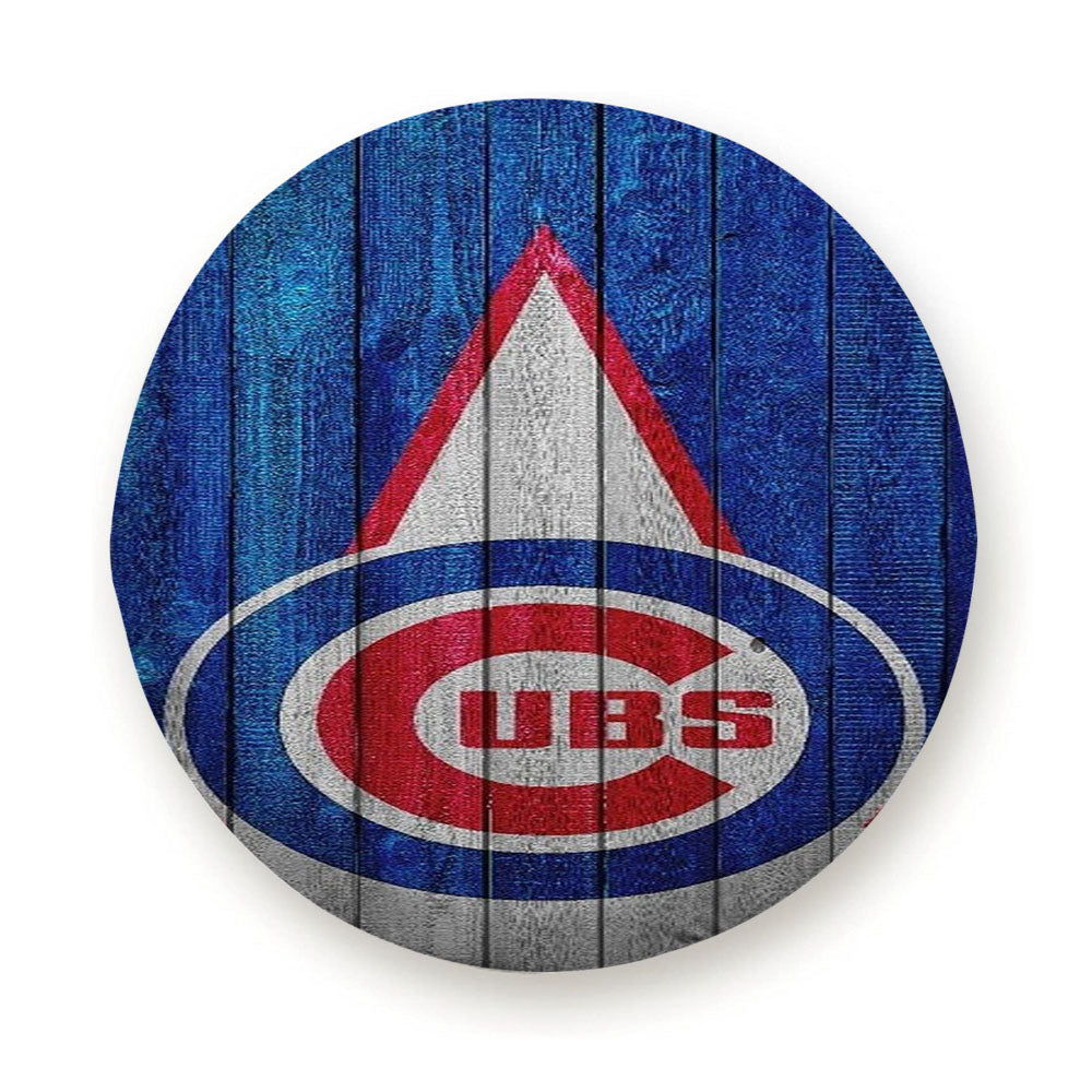 Chicago Cubs In Wood Background Tire Cover
