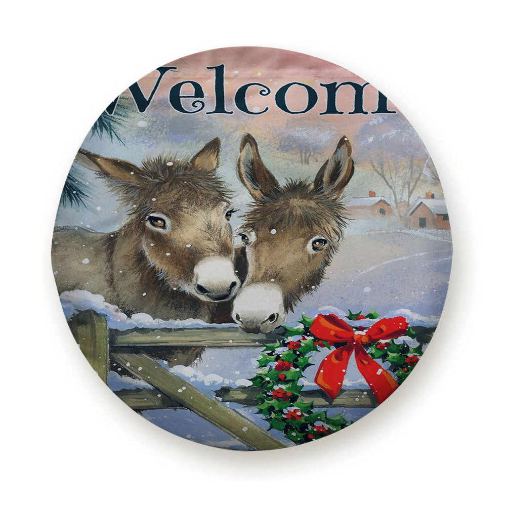 Christmas Farm Animals Donkeys Tire Cover