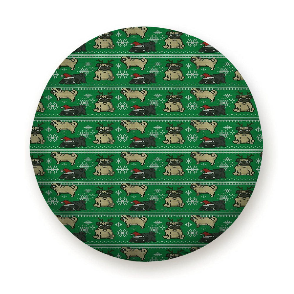 Christmas Pug Green Winter Pattern Tire Cover