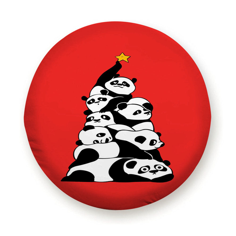 Christmas Tree Pandas Red Tire Cover