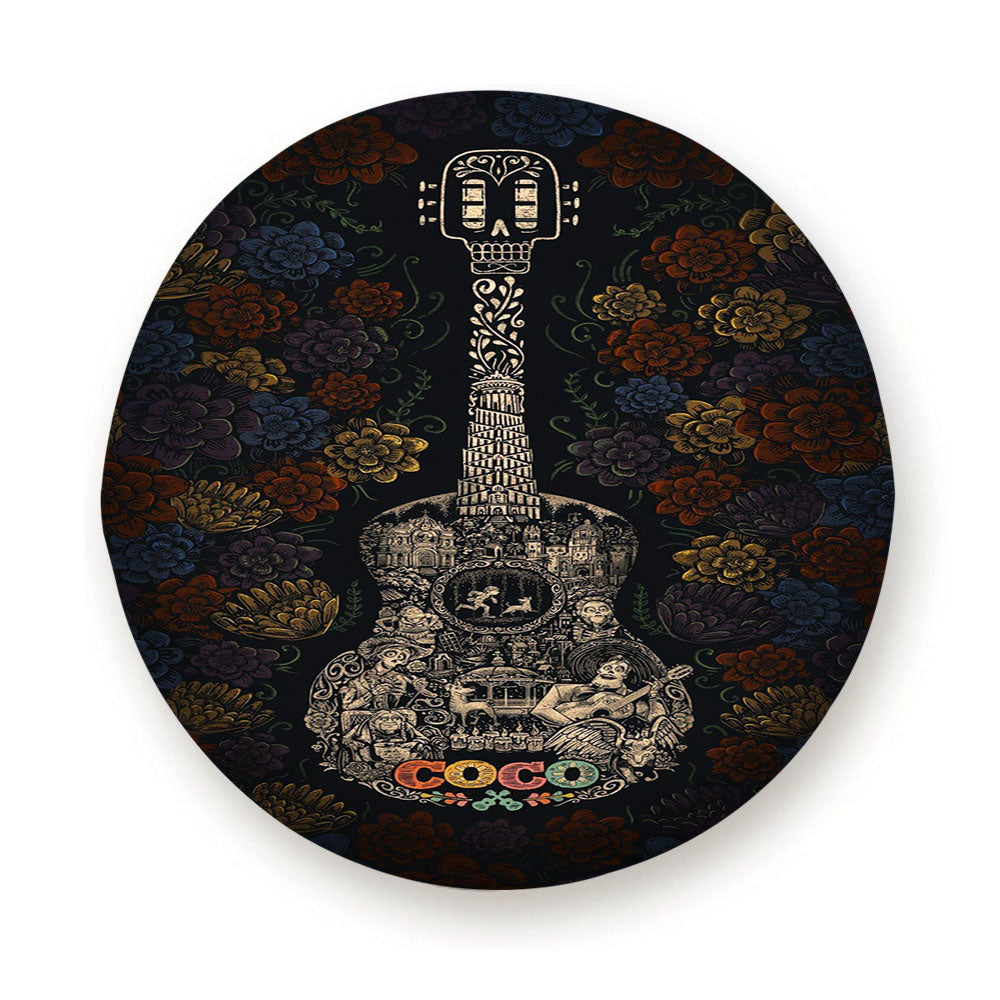 Coco Guitar Flower Pattern Tire Cover