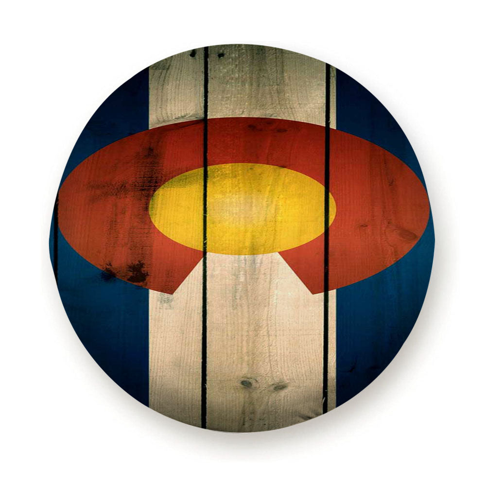 Colorado State Flag Wood Blue Design Tire Cover