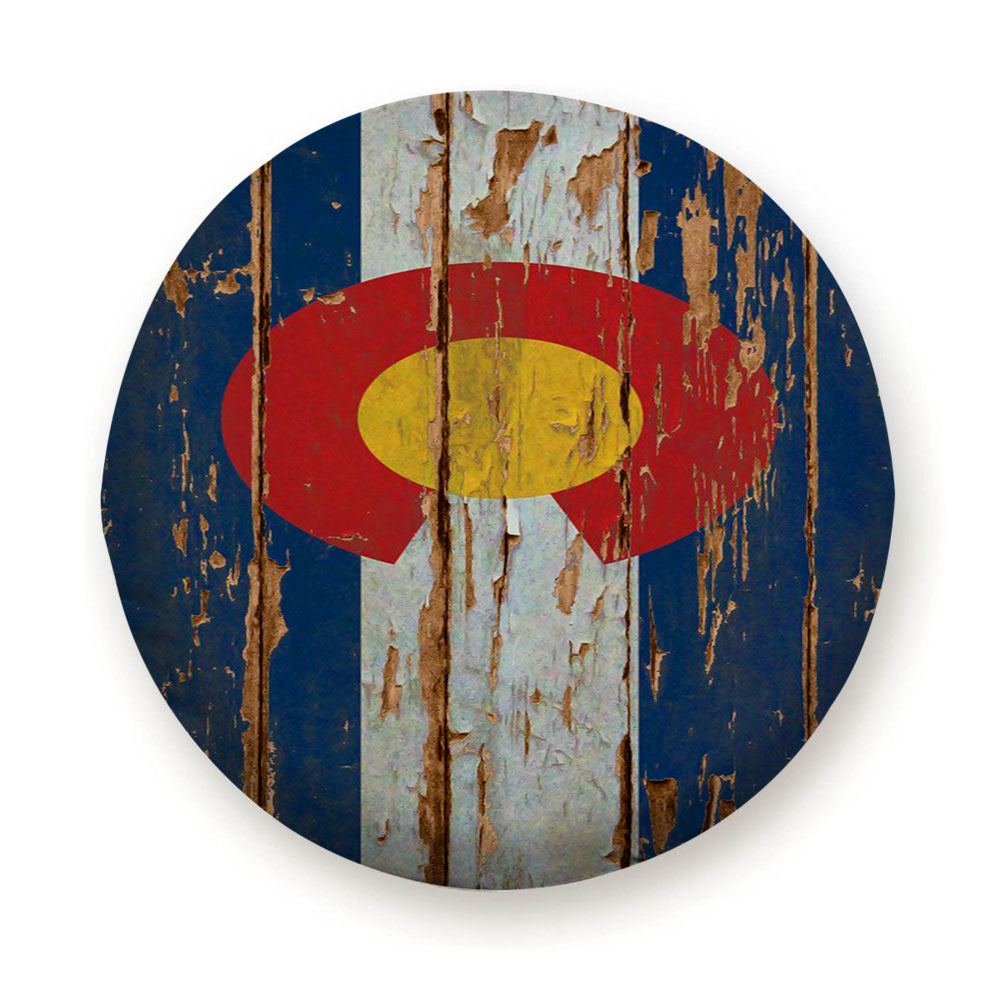 Colorado State Wood Flag Tire Cover
