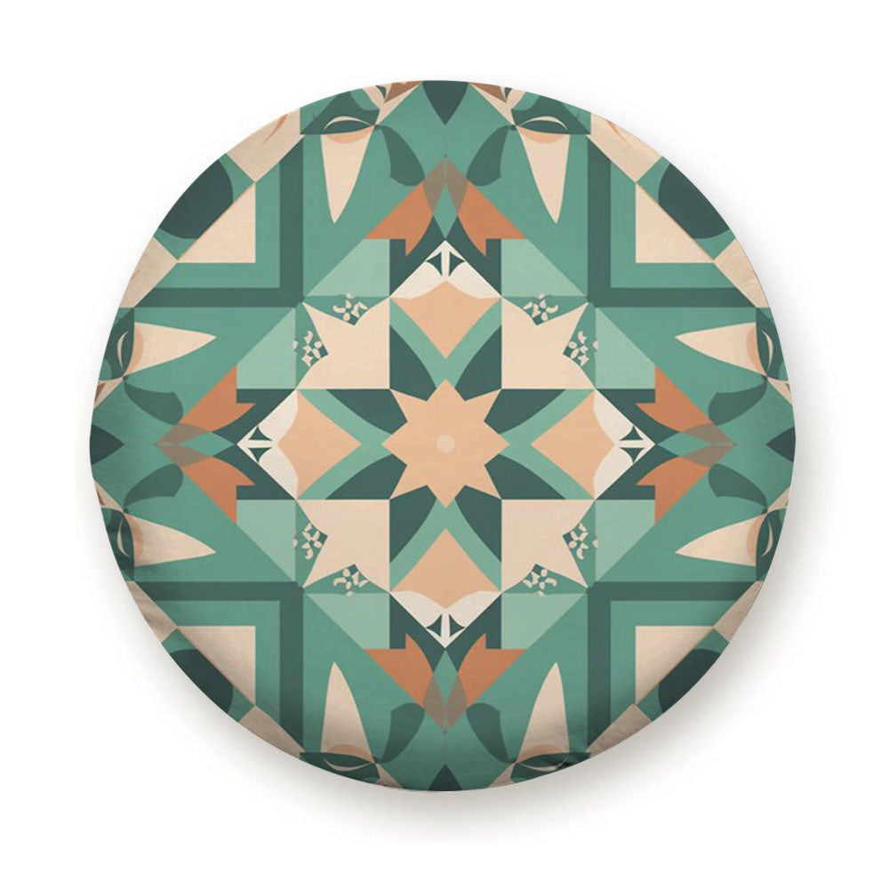 Colorful Geometric Pattern With A Star Tire Cover