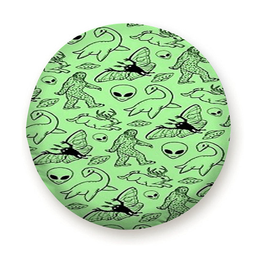 Cryptid Pattern Green Lines Tire Cover