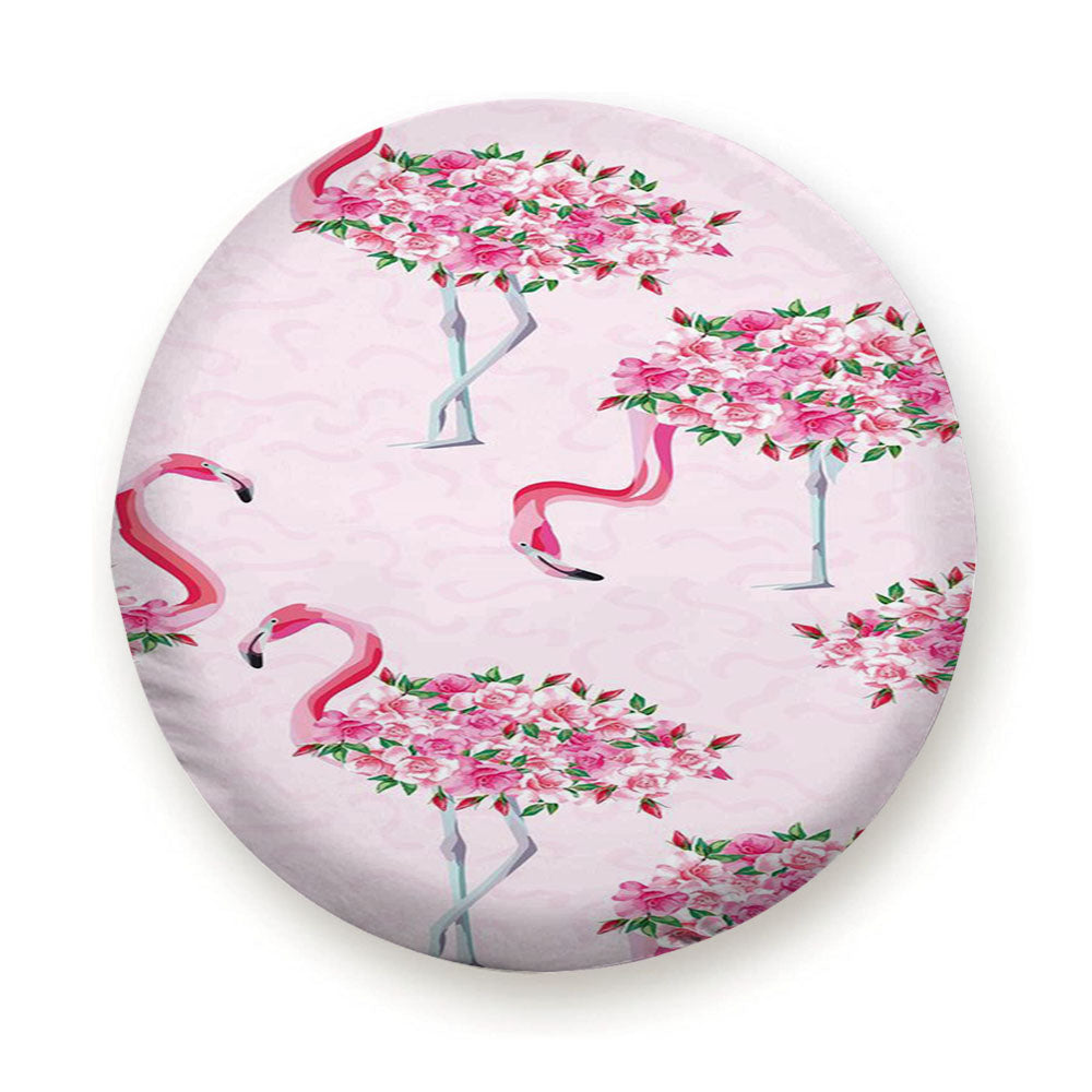Cute Flamingo Flower Tire Cover