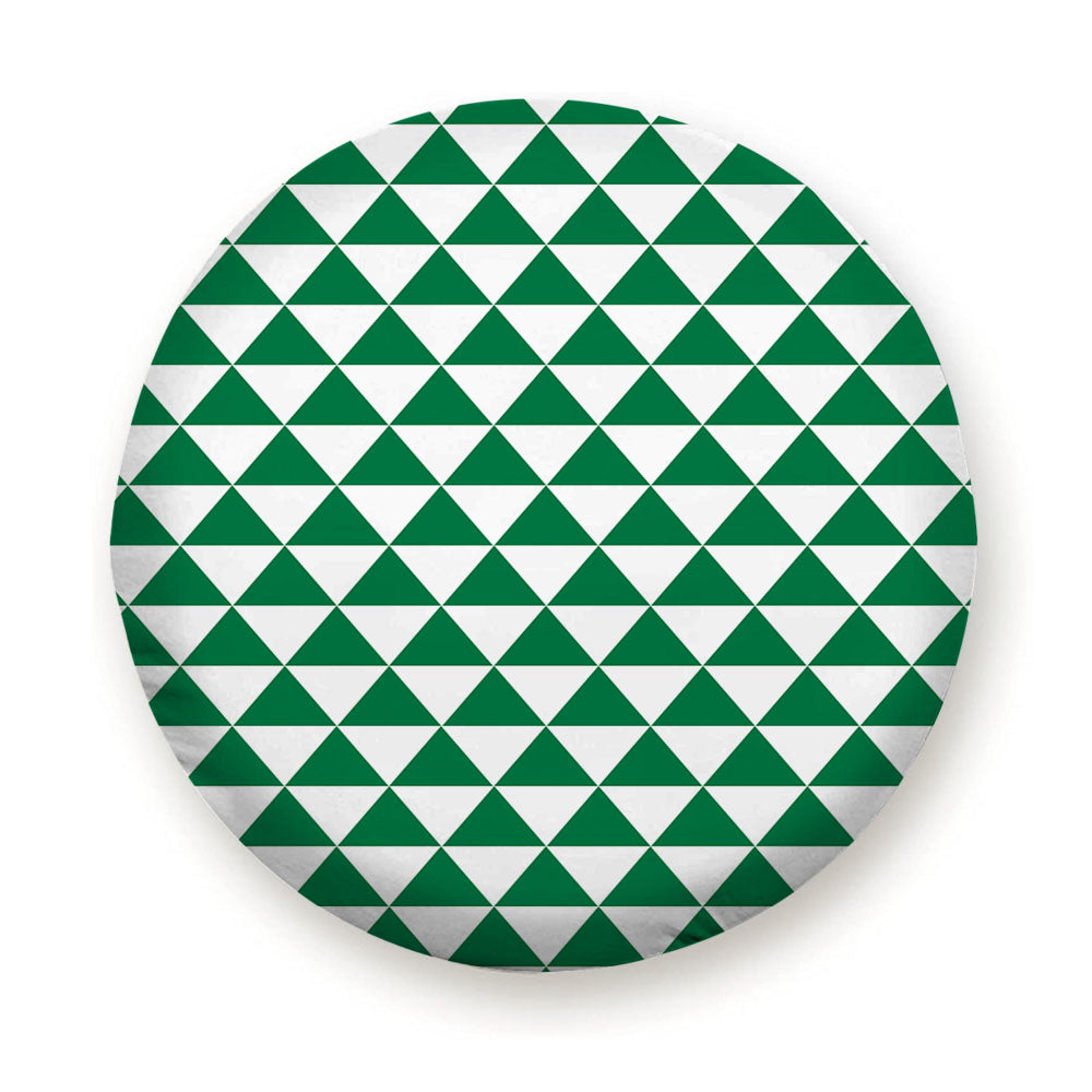 Dark Green And White Triangle Shape Pattern Geometric Tire Cover