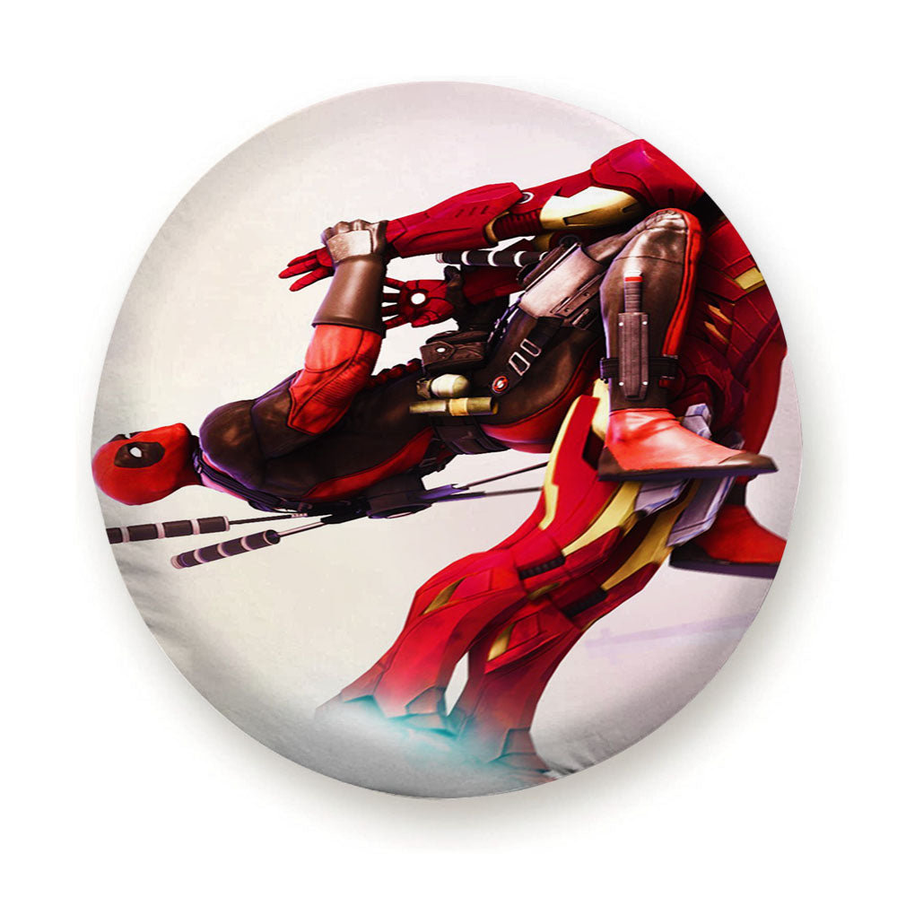 Deadpool Flying On Iron Man Tire Cover