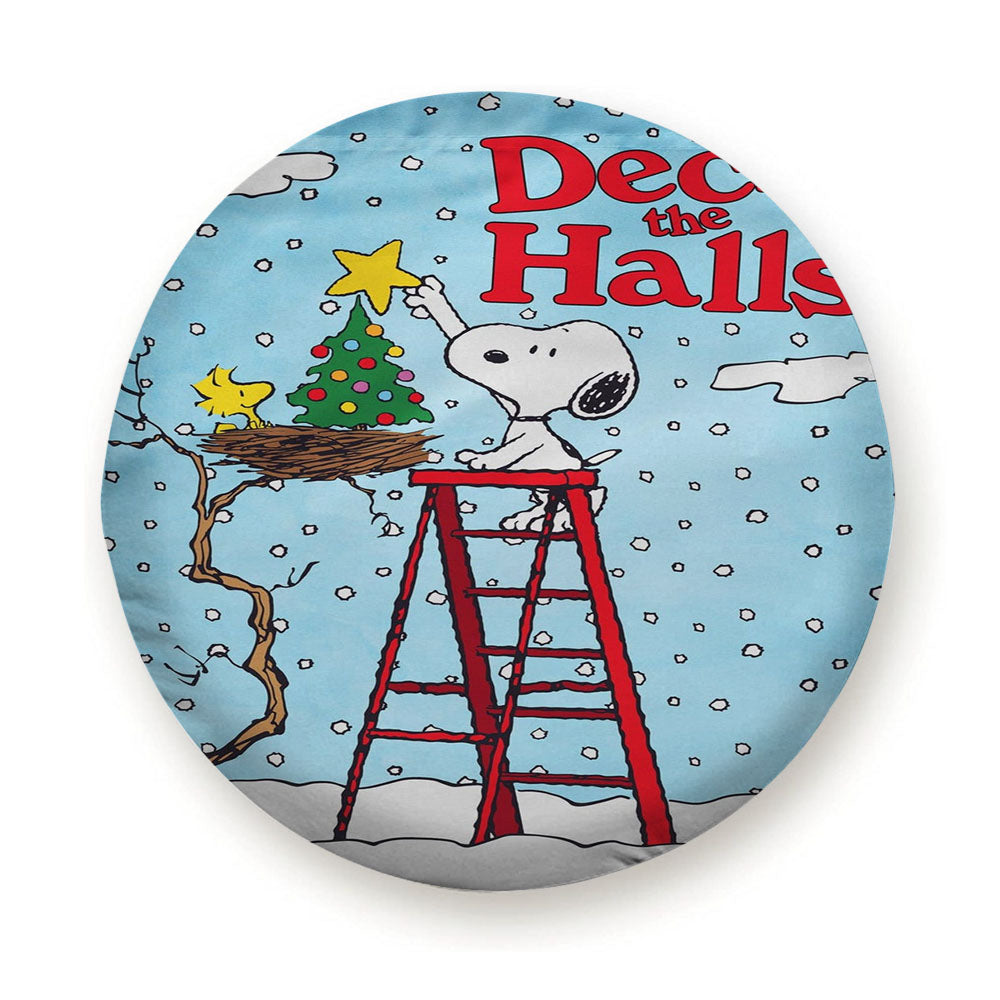 Deck The Halls Snoopy And Woodstock Christmas Tire Cover