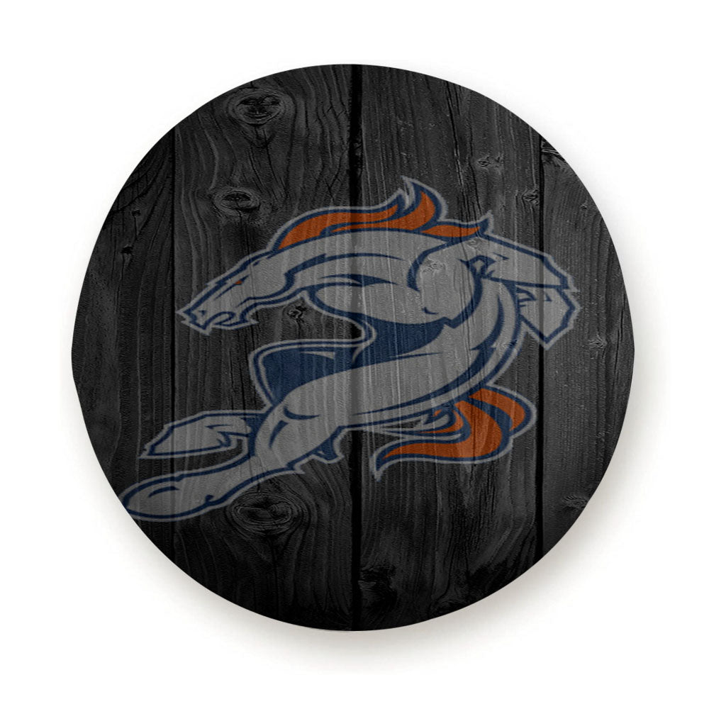 Denvers Broncos Logo Dark Wood Wallpaper Tire Cover