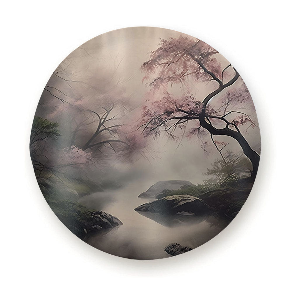 Elegant Misty Cherry Blossom Tire Cover
