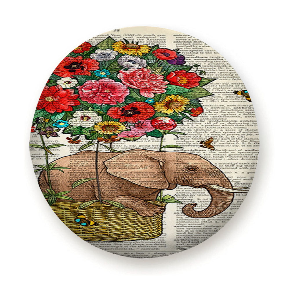 Elephant Poster Flying Floral Dictionary Tire Cover