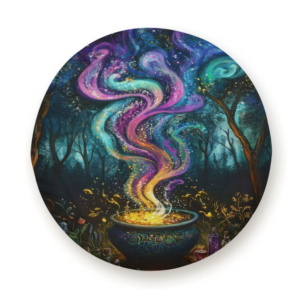 Enchanted Blue Forest Witches Cauldron Tire Cover