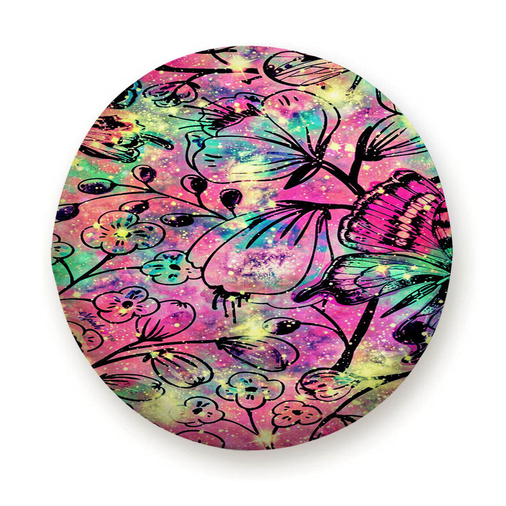 Floral Galaxy Wallpaper Tire Cover
