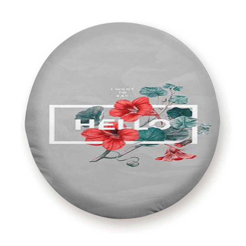 Floral Hello Tire Cover