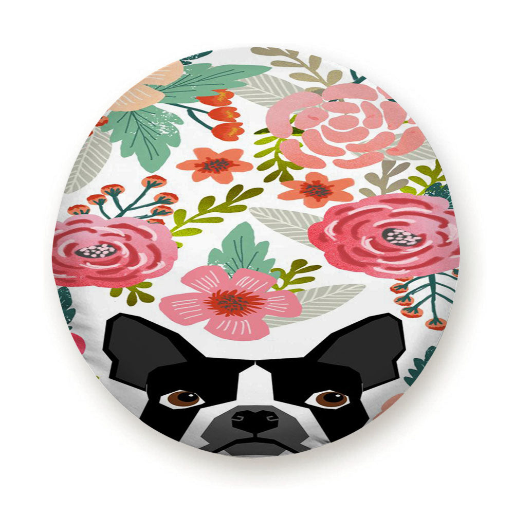 Floral Pug Puppy Tire Cover