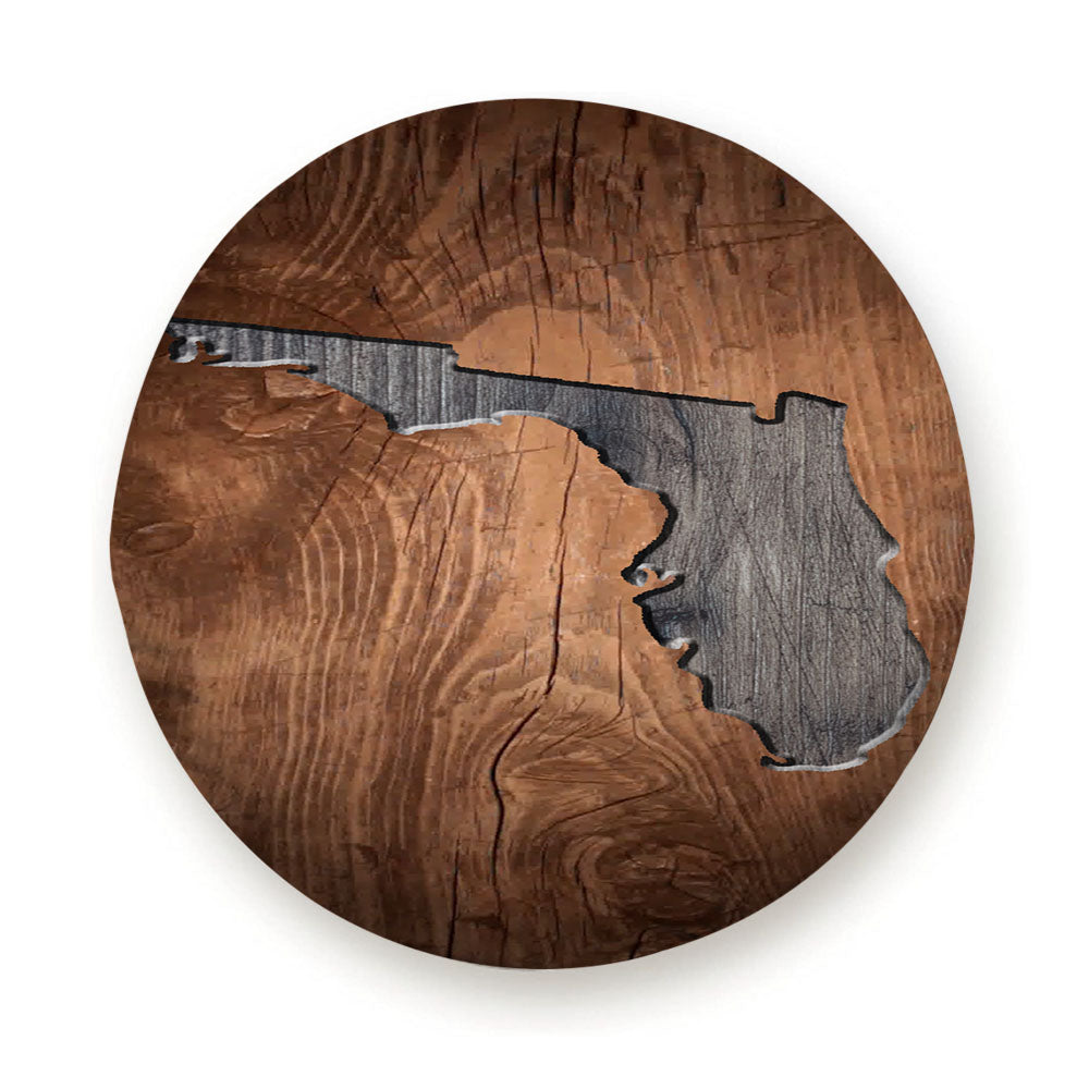 Florida States Map Two Tone Wood Texture Tire Cover